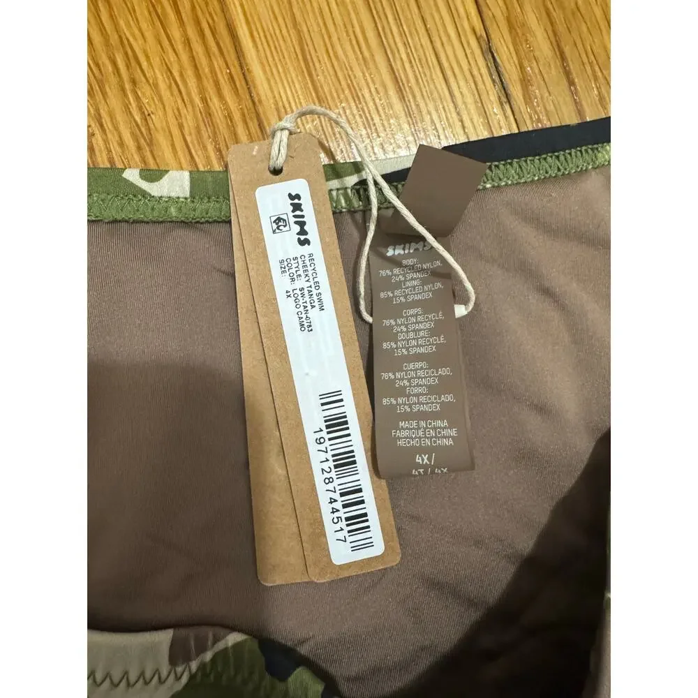 Skims Size 4X Swim Swimsuit Camo Print Bikini Set logo camo cheeky tanga NWT
